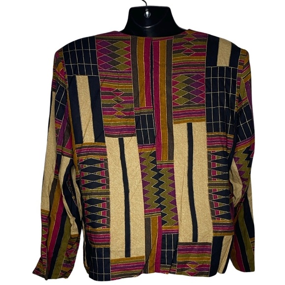 Studio C Mixed Print Padded Shoulder Blouse (Size:18, Color:Multi) - Picture 2 of 3